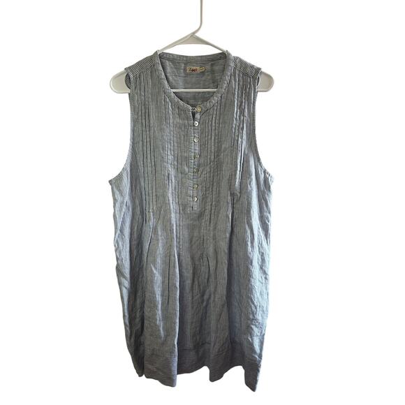 Faherty Isha Linen Dress Blue Striped Sz XL Short Sleeveless Great Condition! - Picture 2 of 7